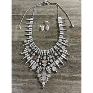 Kendra Scott Seraphina Gun Metal Drusy Bib Statement Necklace And Earrings
